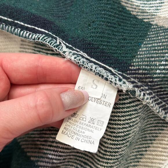 Green White Plaid Oversized Boxy Shacket Jacket Size Small - Picture 5 of 6